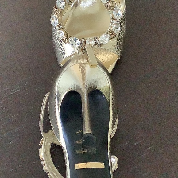 Roberto Cavalli high heels open toe, sz 40, Gold - Picture 6 of 7